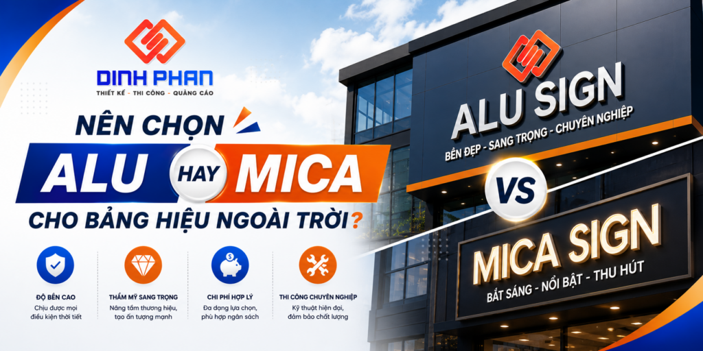 Nên chọn bảng hiệu alu hay mica cho bảng hiệu ngoài trời?