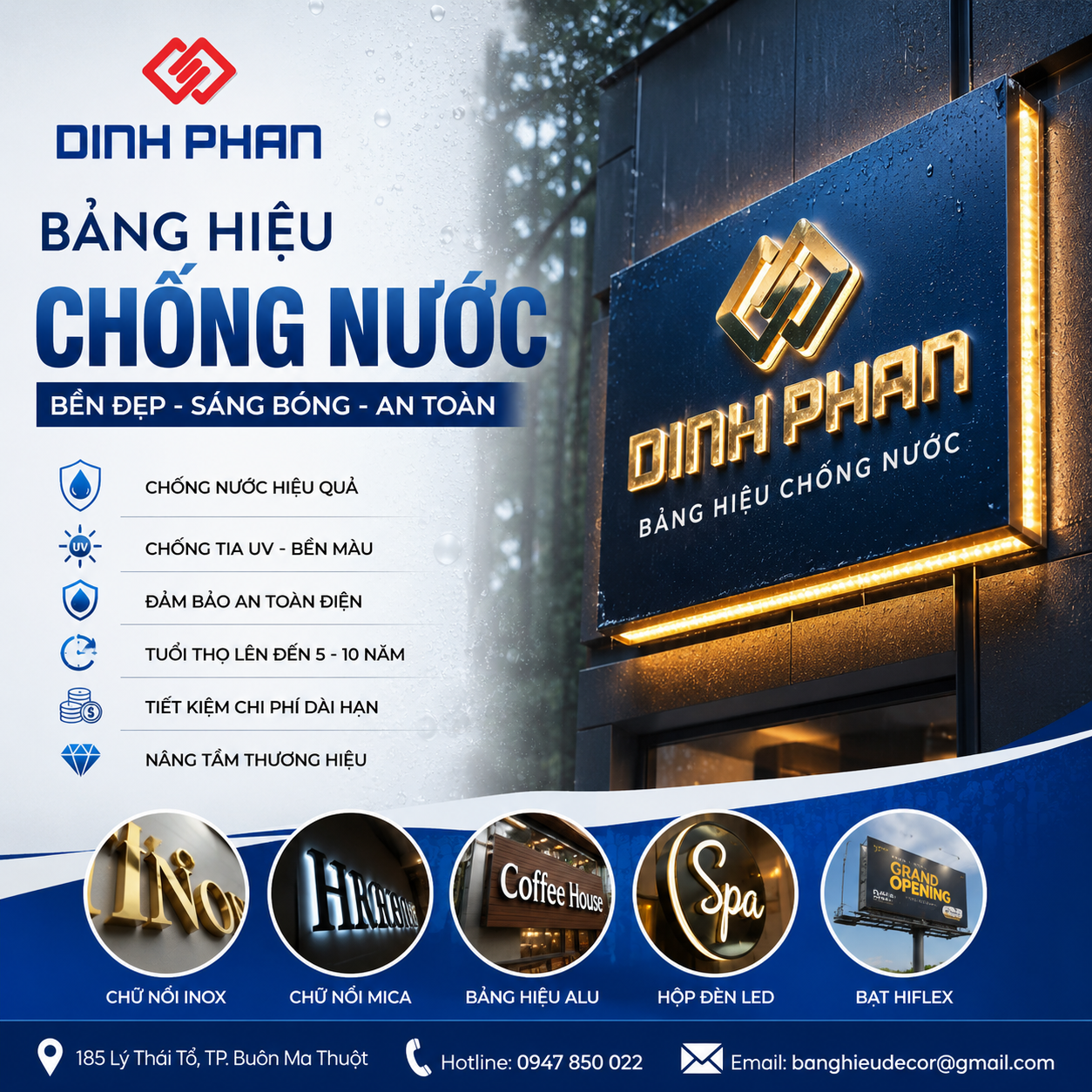 bảng hiệu chống nước