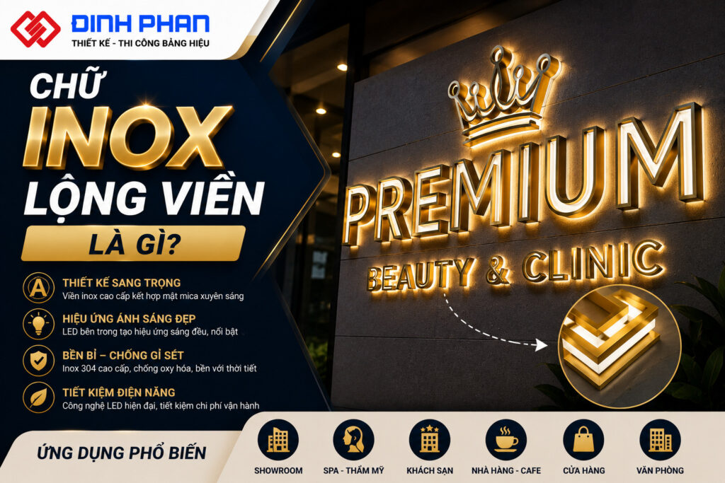 chữ inox lọng viền